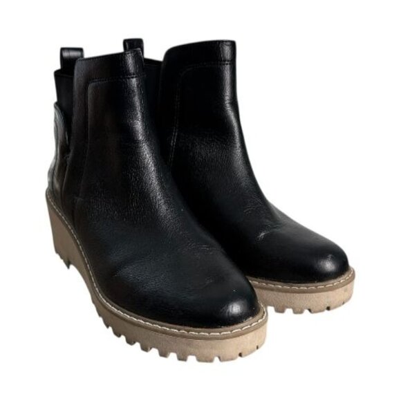 Dolce Vita DV Rielle Black Leather Platform Wedge Chelsea Boots Women's Size 8.5 - Picture 2 of 12